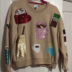 Queen of Sparkles Caffein Queen Beige Sweater